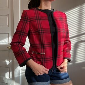 Office Jacket - Red & Black Stripe Blazer - Size‎ Small